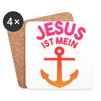 Jesus ist mein Anker Christliches Geschenk - Untersetzer (4er-Set) - Weiß - Vorne