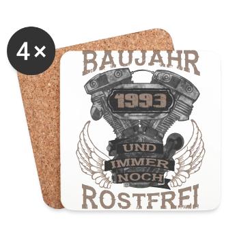 Baujahr und immer noch Rostfrei 1993 - Untersetzer (4er-Set) - Weiß - Vorne