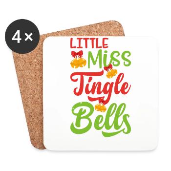 Kleine Fräulein Jingle Bells - Untersetzer (4er-Set) - Weiß - Vorne