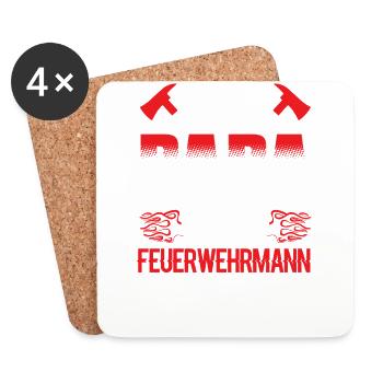 Feuerwehr - Ich bin Papa und Feuerwehrmann - Untersetzer (4er-Set) - Weiß - Vorne