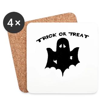 bonbons ou un sort Halloween trick ou Acidic - Dessous de verre (lot de 4) - blanc - Devant