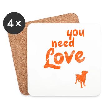 All you need is love and a dog - Coasters (set of 4) - white - Front