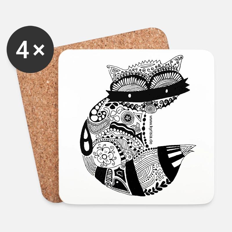 Waschbär - Untersetzer (4er-Set) - Weiß