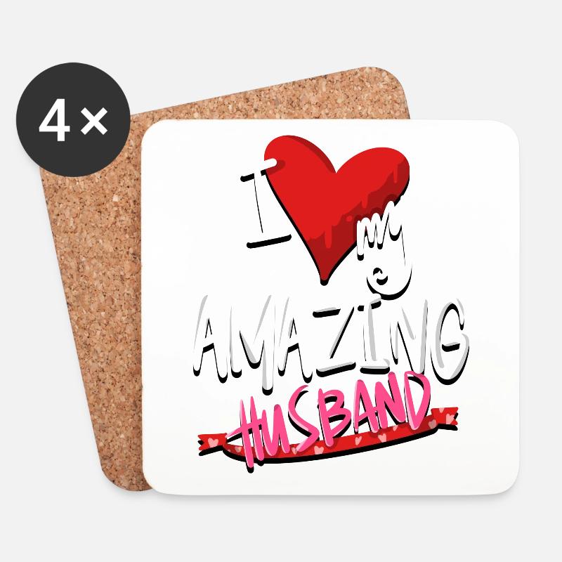 Ich liebe meinen erstaunlichen Ehemann - Untersetzer (4er-Set) - Weiß