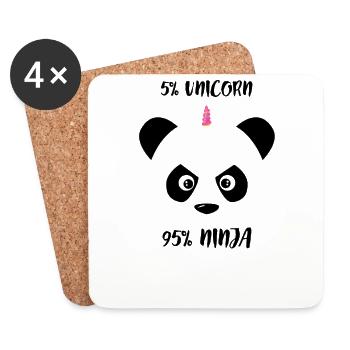 Einhorn Ninja lustig Panda Geschenk Weihnachten - Untersetzer (4er-Set) - Weiß - Vorne
