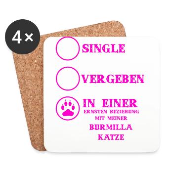Beziehung Katzen liebe BURMILLA KATZE - Untersetzer (4er-Set) - Weiß - Vorne