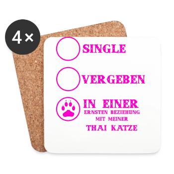 Beziehung Katzen liebe THAI KATZE - Untersetzer (4er-Set) - Weiß - Vorne