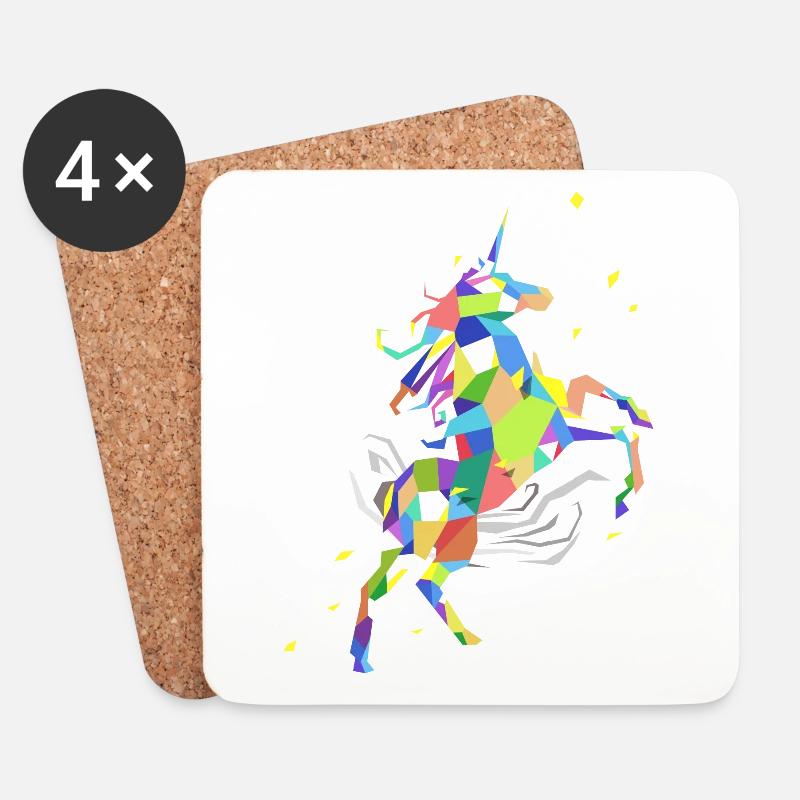 Einhorn Polygon Regenbogen farbiges Einhorn - Untersetzer (4er-Set) - Weiß