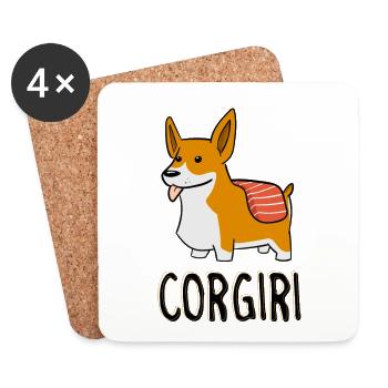 Corgiri - Funny Corgi Sushi Welsh Corgi Cardigan - Coasters (set of 4) - white - Front