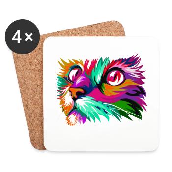 Cat Farben. Abbildung Colorista - Untersetzer (4er-Set) - Weiß - Vorne