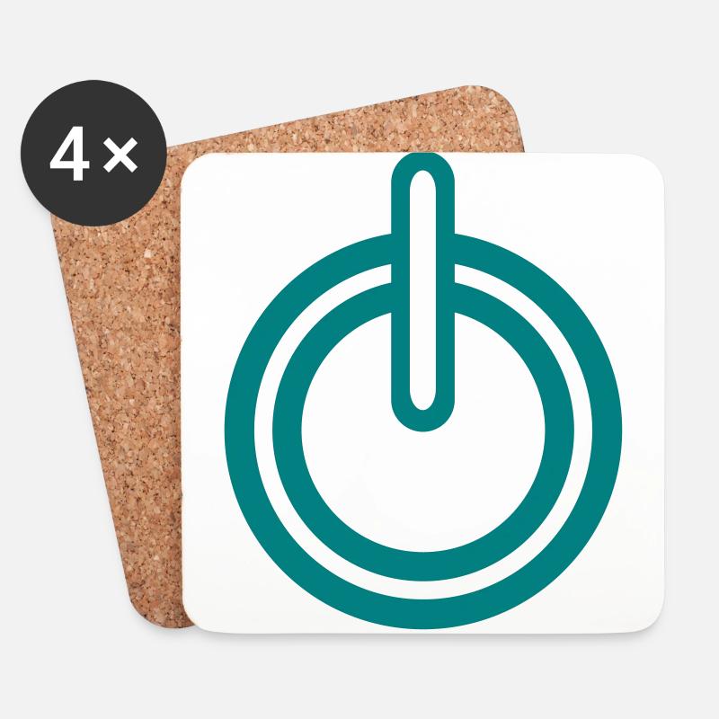 Power Symbol Zeichen Form Computer Icon - Untersetzer (4er-Set) - Weiß