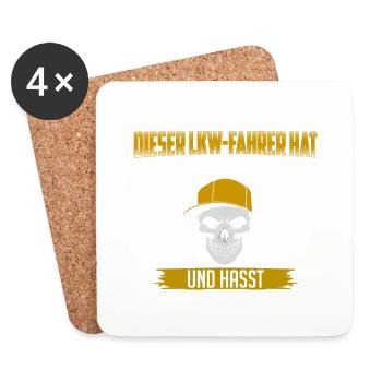 Truck driver aggression problems and hates silly ... - Coasters (set of 4) - white - Front