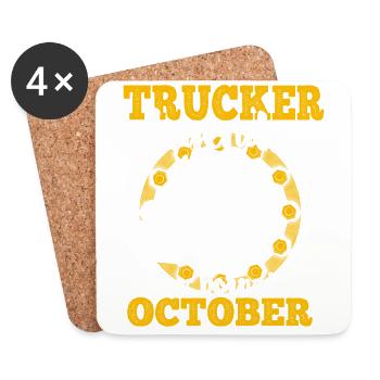 Trucker Legends are born in October - Coasters (set of 4) - white - Front