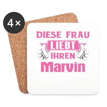Diese Frau liebt ihren Marvin - Untersetzer (4er-Set) - Weiß - Vorne