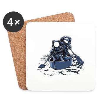 Two astronauts row through the universe. - Coasters (set of 4) - white - Front