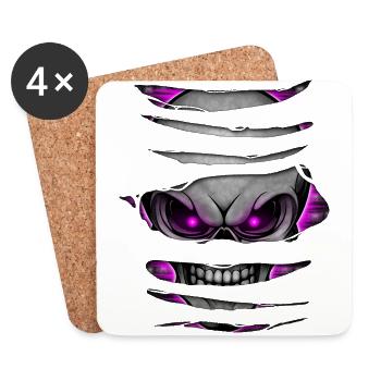 Skull ripped open 005 - Coasters (set of 4) - white - Front
