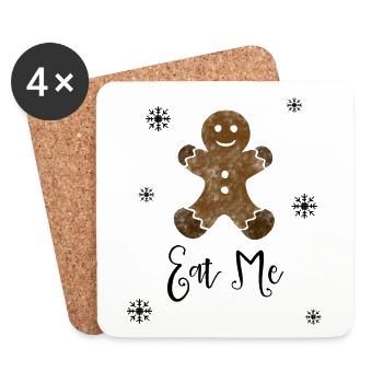 Gingerbread man Biscuits de Noël - Dessous de verre (lot de 4) - blanc - Devant