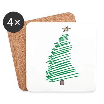 Arbre de Noël - Dessous de verre (lot de 4) - blanc - Devant