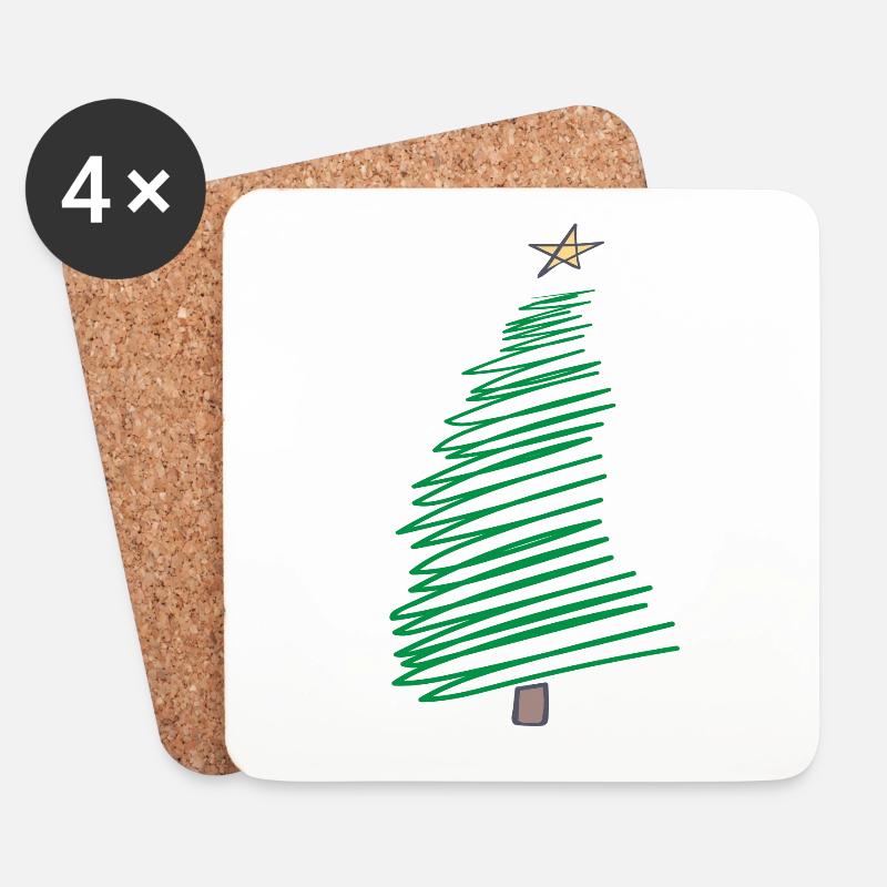 Weihnachtsbaum - Untersetzer (4er-Set) - Weiß