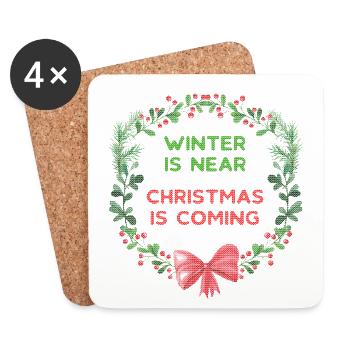Winter is approaching - Christmas is coming - Coasters (set of 4) - white - Front