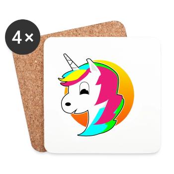 Unicorn Noël nouveau nouveau cadeau arc-en- - Dessous de verre (lot de 4) - blanc - Devant