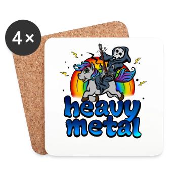 Heavy Metal Musik Einhorn Pony Regenbogen Pink Fan - Untersetzer (4er-Set) - Weiß - Vorne
