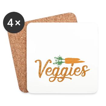 Fonctionne sur Veggies - Dessous de verre (lot de 4) - blanc - Devant