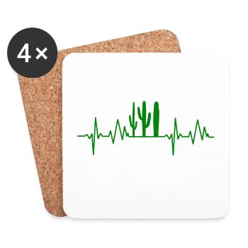 Cactus heartbeat heartbeat gift cactus - Coasters (set of 4) - white - Front