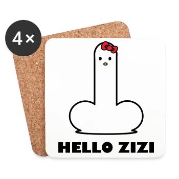 HELLO ZIZI - Dessous de verre (lot de 4) - blanc - Devant