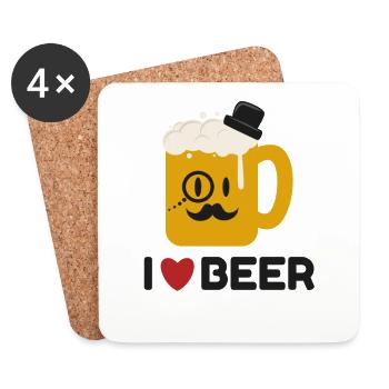 I Love Beer T-shirt - Coasters (set of 4) - white - Front
