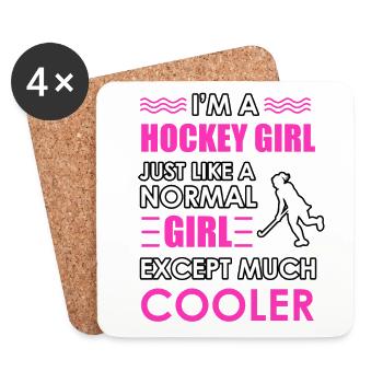 Ich bin ein Hockey spielendes Mädchen wie ein normales Mädchen - Untersetzer (4er-Set) - Weiß - Vorne