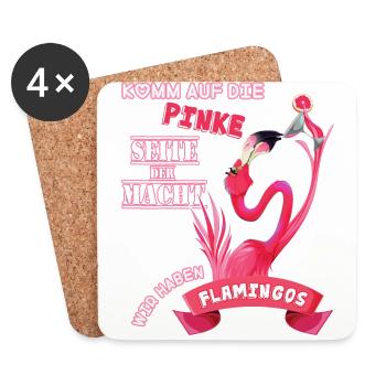 Wir haben Flamingos - Untersetzer (4er-Set) - Weiß - Vorne