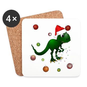 Dinosaur Noël Rawr - Dessous de verre (lot de 4) - blanc - Devant