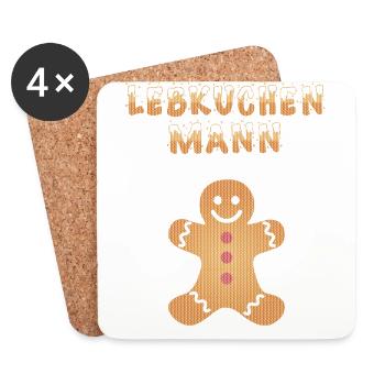 Ugly Christmas Weihnachten Partner Shirt Lebkuchen - Untersetzer (4er-Set) - Weiß - Vorne