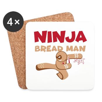 Ninja Lebkuchen Mann Ginga Ginja Geschenk - Untersetzer (4er-Set) - Weiß - Vorne