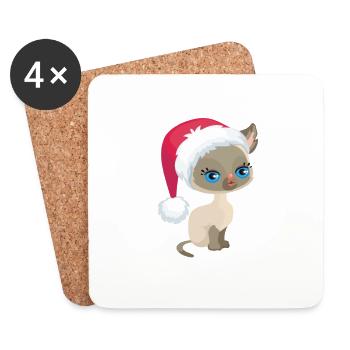 Nette Weihnachtskatzen-Entwurfs-Meowy Catmas Katzenliebhaber - Untersetzer (4er-Set) - Weiß - Vorne