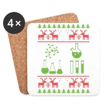 scientist chemistry ugly christmas jumper - Untersetzer (4er-Set) - Weiß - Vorne