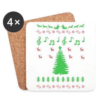 Musical instrument Guitar Ugly Christmas - Coasters (set of 4) - white - Front