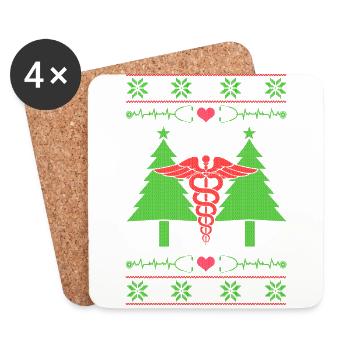 Krankenpflege Krankenschwester Ugly Christmas - Untersetzer (4er-Set) - Weiß - Vorne