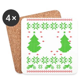 dirtbike motorcross ugly christmas - Coasters (set of 4) - white - Front