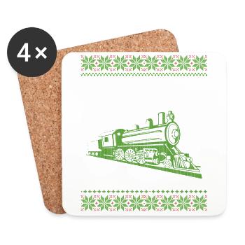 Train ferroviaire laid de Noël Jumper - Dessous de verre (lot de 4) - blanc - Devant