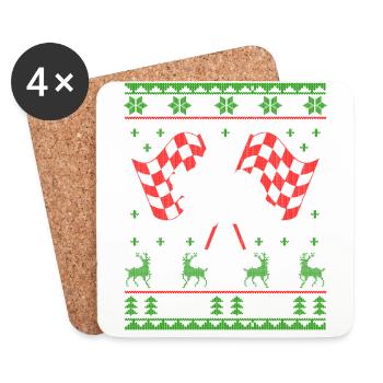 Motorcycle Superbike Ugly Christmas Jumper - Coasters (set of 4) - white - Front