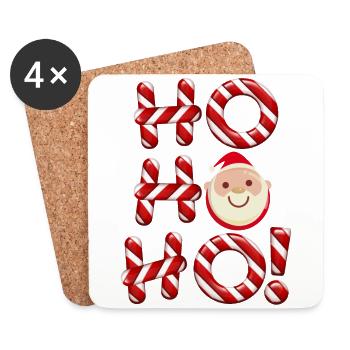 motif HO HO HO Noël - Dessous de verre (lot de 4) - blanc - Devant