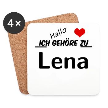Partner Partnerlook Pärchen Motiv mit Namen Lena - Untersetzer (4er-Set) - Weiß - Vorne