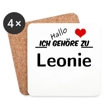 Partner Partnerlook Pärchen Motiv mit Namen Leonie - Untersetzer (4er-Set) - Weiß - Vorne