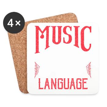 Music is My 2nd Language - Coasters (set of 4) - white - Front