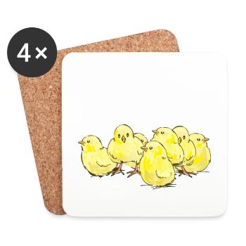 Viele kleine Kücken Das Perfekte Geschenk - Untersetzer (4er-Set) - Weiß - Vorne