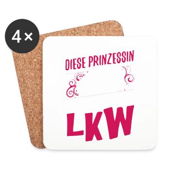 LKW-Fahrerin Shirt · Lastwagen · Truck Prinzessin - Untersetzer (4er-Set) - Weiß - Vorne