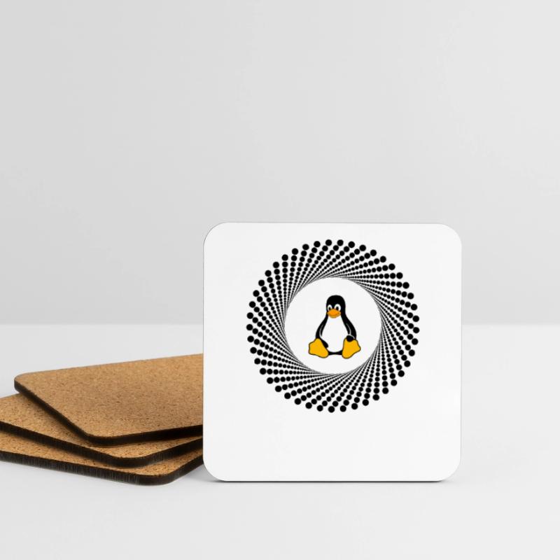 Computer System Penguin Nerd pc inside Program lo Coasters (set of 4)