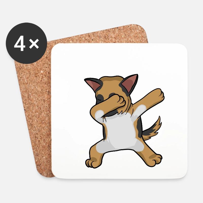 Schäferhund dabbing german sheperd - Untersetzer (4er-Set) - Weiß